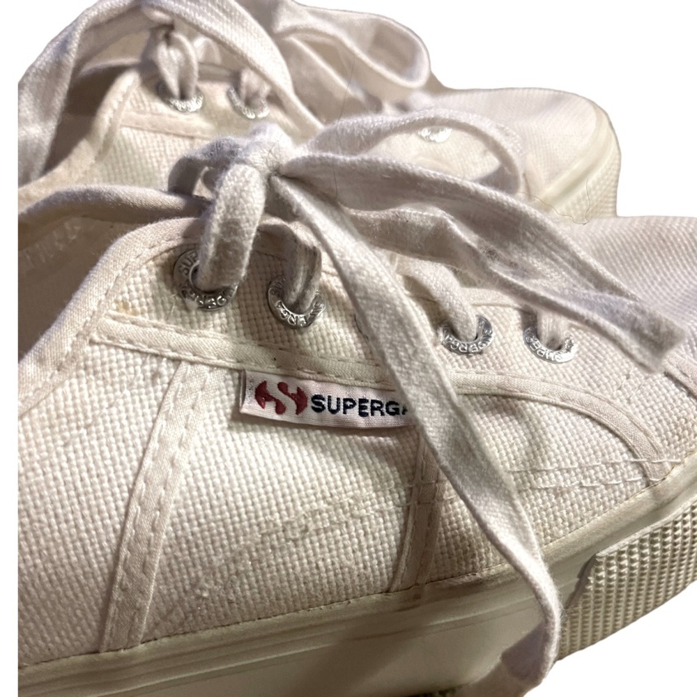 Superga Platform Sneakers White‎ Canvas Women’s 7.5 - Picture 8 of 13